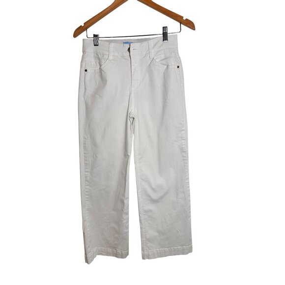 DRAPER JAMES RSVP Twill Wide-Leg Pants White, 4 - Picture 1 of 7